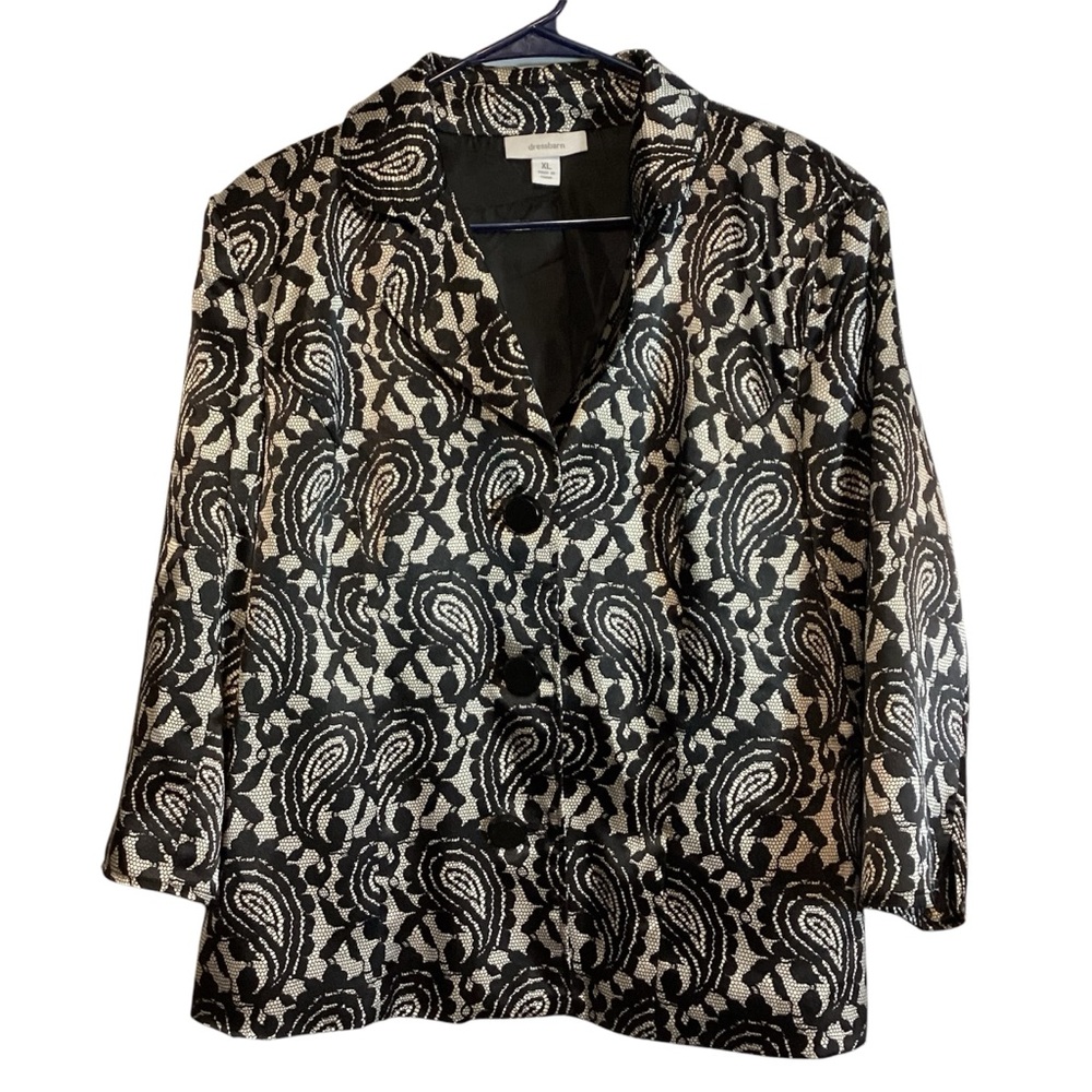 Elegant Black and White dress barn Paisley Women's Jacket